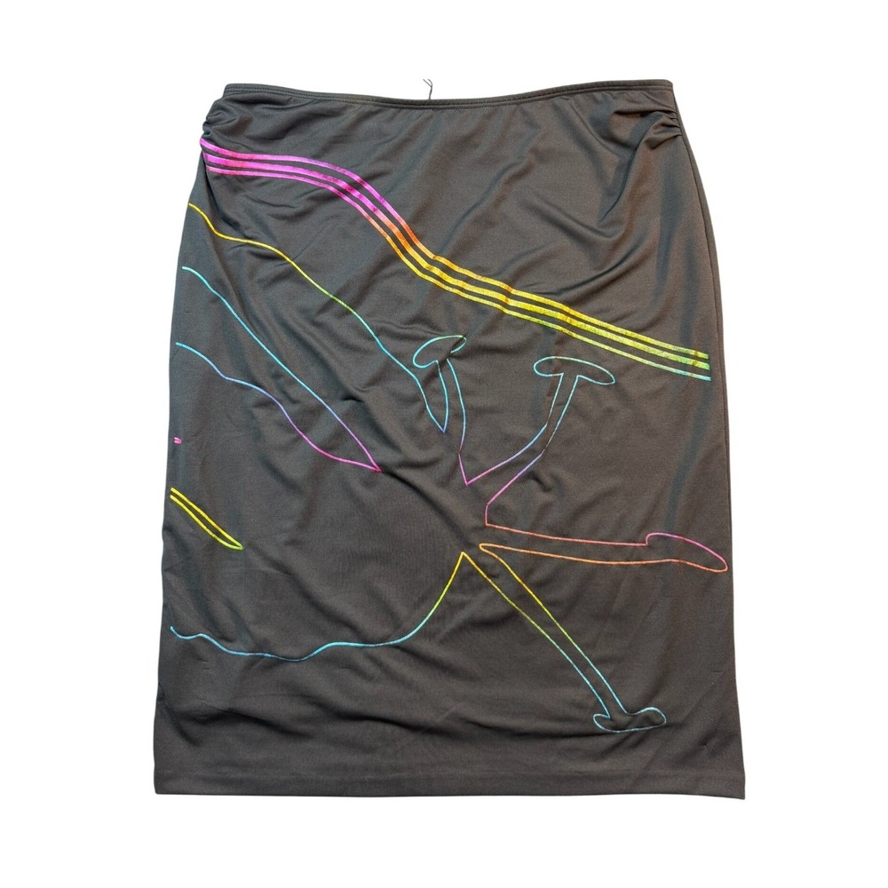 VTG Versace Sport Black Rainbow Abstract Graphic Pencil Skirt Italy Size XL NWOT